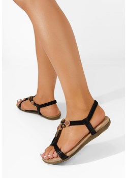 Czarne sandały płaski Rheada ze sklepu Zapatos w kategorii Sandały damskie - zdjęcie 165299931
