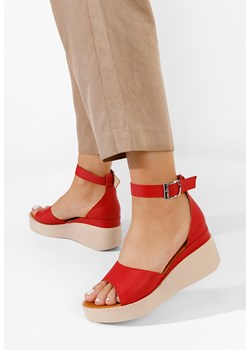 Czerwone sandały damskie skórzane Salegia ze sklepu Zapatos w kategorii Sandały damskie - zdjęcie 165300141