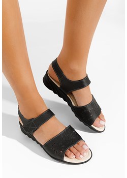 Czarne sandały damskie skórzane Burciaga ze sklepu Zapatos w kategorii Sandały damskie - zdjęcie 165300171