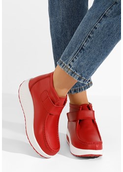Czerwone botki damskie skórzane Valara ze sklepu Zapatos w kategorii Botki - zdjęcie 165300323