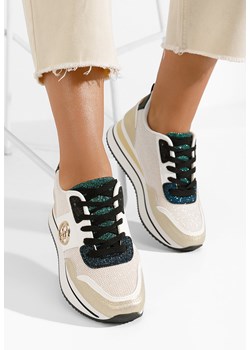 Złote sneakersy na koturnie Zarida ze sklepu Zapatos w kategorii Buty sportowe damskie - zdjęcie 165300574