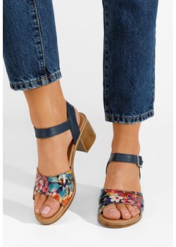 Granatowe sandały damskie skórzane Thalesia ze sklepu Zapatos w kategorii Sandały damskie - zdjęcie 165300784
