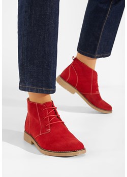 Czerwone botki zamszowe damskie Kalisa V5 ze sklepu Zapatos w kategorii Botki - zdjęcie 165300863