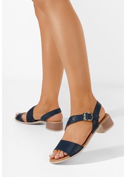 Granatowe sandały damskie skórzane Savina ze sklepu Zapatos w kategorii Sandały damskie - zdjęcie 165301031