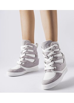 Biało-szare sneakersy na koturnie Pantaleone ze sklepu gemre w kategorii Buty sportowe damskie - zdjęcie 165301842