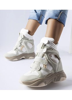 Biało-szare sneakersy na koturnie Novarese ze sklepu gemre w kategorii Buty sportowe damskie - zdjęcie 165301880