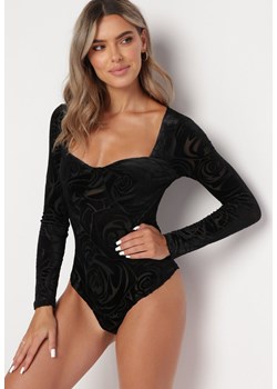 Czarne Welurowe Body z Głębokim Dekoltem Dandie ze sklepu Born2be Odzież w kategorii Bluzki damskie - zdjęcie 165304081