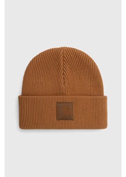 Carhartt WIP czapka bawełniana Milo Beanie kolor brązowy z grubej dzianiny bawełniana I032224.HZXX ze sklepu PRM w kategorii Czapki zimowe damskie - zdjęcie 165308413