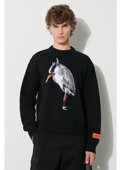 Heron Preston sweter wełniany Heron Bird Knit Crewneck męski kolor czarny  HMHE013F23KNI0031009 ze sklepu PRM w kategorii Swetry męskie - zdjęcie 165308831