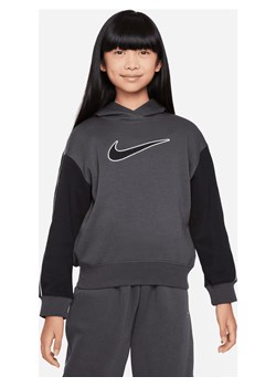Dzianinowa bluza z kapturem o kroju oversize dla dużych dzieci (dziewcząt) Nike Sportswear - Szary ze sklepu Nike poland w kategorii Bluzy dziewczęce - zdjęcie 165317001