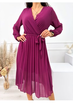 Fioletowa Plisowana Sukienka z Paseczkiem ze sklepu ModnaKiecka.pl w kategorii Sukienki - zdjęcie 165319600