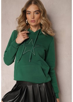 Zielona Ocieplana Bluza Dzianinowa z Kapturem Ziff ze sklepu Renee odzież w kategorii Bluzy damskie - zdjęcie 165334453