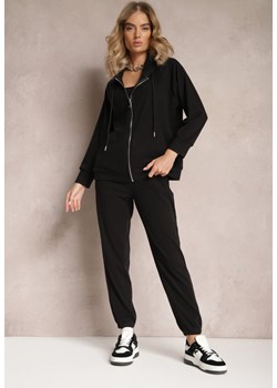 Czarny Komplet Dresowy 2-częściowy z Bluzą i Spodniami Serenitea ze sklepu Renee odzież w kategorii Dresy damskie - zdjęcie 165334493