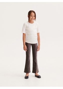 Reserved - Sztruksowe spodnie z rozcięciem - ciemnoszary ze sklepu Reserved w kategorii Spodnie dziewczęce - zdjęcie 165335514