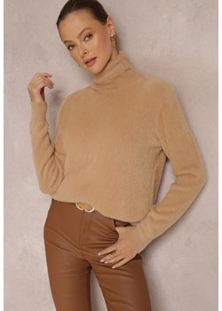 Beżowy Golf Wełniany Długi Lezura ze sklepu Renee odzież w kategorii Swetry damskie - zdjęcie 165335953