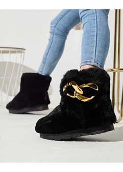 Royalfashion Czarne damskie buty a'la śniegowce z futerkiem Sattopa ze sklepu royalfashion.pl w kategorii Śniegowce damskie - zdjęcie 165338243