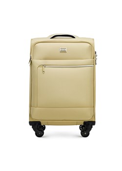 Mała walizka miękka z błyszczącym suwakiem z przodu beżowa ze sklepu WITTCHEN w kategorii Walizki - zdjęcie 165341614