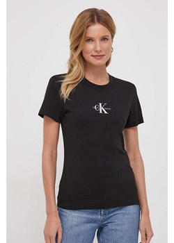 Calvin Klein Jeans t-shirt bawełniany damski kolor czarny ze sklepu ANSWEAR.com w kategorii Bluzki damskie - zdjęcie 165343722