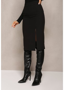Czarna Ołówkowa Spódnica Midi z Rozcięciem Arathora ze sklepu Renee odzież w kategorii Spódnice - zdjęcie 165356761