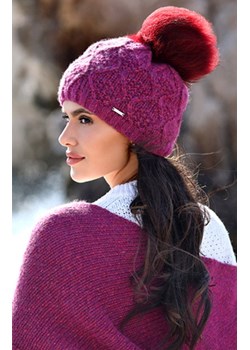 Wełniana czapka damska w kolorze malinowym merino wool FREZJA, Kolor malinowy, Rozmiar one size, KAMEA ze sklepu Primodo w kategorii Czapki zimowe damskie - zdjęcie 165369190