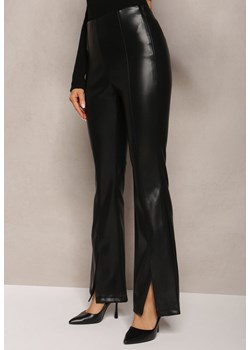 Czarne Spodnie Dzwony z Imitacji Skóry Idenna ze sklepu Renee odzież w kategorii Spodnie damskie - zdjęcie 165378411