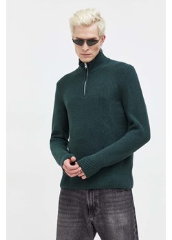 Abercrombie &amp; Fitch sweter męski kolor zielony z półgolfem ze sklepu ANSWEAR.com w kategorii Swetry męskie - zdjęcie 165385542
