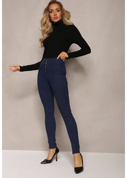 Granatowe Dopasowane Spodnie Skinny Mystia ze sklepu Renee odzież w kategorii Spodnie damskie - zdjęcie 165389104