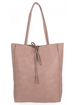 Uniwersalne Torebki Damskie XL Shopper Bag firmy Hernan Pudrowy Róż ze sklepu torbs.pl w kategorii Torby Shopper bag - zdjęcie 165411152
