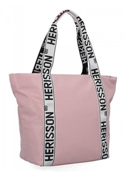 Modna Torebka Shopper Bag XL firmy Herisson Pudrowy Róż ze sklepu torbs.pl w kategorii Torby Shopper bag - zdjęcie 165412353