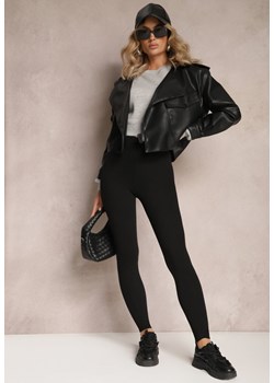 Czarne Bawełniane Legginsy Ocieplane High Waist Fashio ze sklepu Renee odzież w kategorii Spodnie damskie - zdjęcie 165420210
