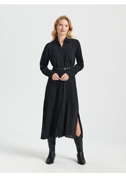 Sinsay - Sukienka midi z paskiem - czarny ze sklepu Sinsay w kategorii Sukienki - zdjęcie 165427103