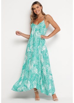 Zielona Sukienka Maxi Bawełniana w Kwiaty Brets ze sklepu Born2be Odzież w kategorii Sukienki - zdjęcie 165427403