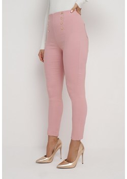 Różowe Spodnie Skinny z Napami w Talii Elarian ze sklepu Born2be Odzież w kategorii Spodnie damskie - zdjęcie 165427514