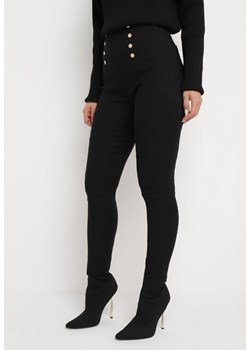 Czarne Spodnie Skinny z Napami w Talii Elarian ze sklepu Born2be Odzież w kategorii Spodnie damskie - zdjęcie 165427524