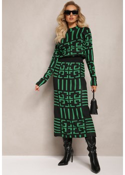 Zielony Dzianinowy Komplet 2-częściowy ze Swetrem i Spódnicą Isaiass ze sklepu Renee odzież w kategorii Komplety i garnitury damskie - zdjęcie 165427684