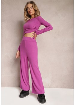 Fioletowe Spodnie o Fasonie Culotte z Gumką w Talii Chakra ze sklepu Renee odzież w kategorii Spodnie damskie - zdjęcie 165427714