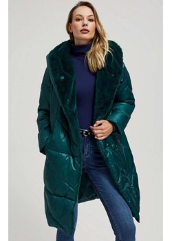 Długa kurtka damska z kapturem zielona 4216, Kolor zielony, Rozmiar XS, Moodo ze sklepu Primodo w kategorii Kurtki damskie - zdjęcie 165440241