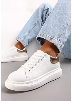 Szampańskie Sznurowane Sneakersy z Okrągłym Noskiem Primilla ze sklepu renee.pl w kategorii Buty sportowe damskie - zdjęcie 165474540