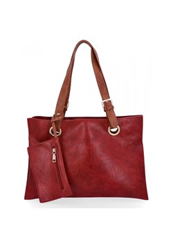 Trzykomorowa Torebka Damska Shopper Bag z Etui firmy Herisson H8803 Bordowa ze sklepu PaniTorbalska w kategorii Torby Shopper bag - zdjęcie 165510162