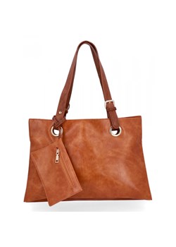 Trzykomorowa Torebka Damska Shopper Bag z Etui firmy Herisson H8803 Jasno Ruda ze sklepu PaniTorbalska w kategorii Torby Shopper bag - zdjęcie 165511434