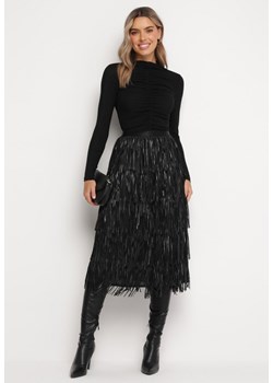 Czarna Spódnica Midi z Frędzlami Azurine ze sklepu Born2be Odzież w kategorii Spódnice - zdjęcie 165517873