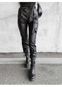 Elastyczne czarne legginsy z eko skóry O’la Voga /H UB635 T997/ ze sklepu Pantofelek24.pl w kategorii Spodnie damskie - zdjęcie 165540351