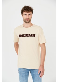BALMAIN Beżowy t-shirt Retro Balmain Flock, Wybierz rozmiar S ze sklepu outfit.pl w kategorii T-shirty męskie - zdjęcie 165575241