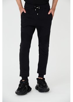 BALMAIN Czarne spodnie dresowe RIbbed Flock Sweatpants, Wybierz rozmiar L ze sklepu outfit.pl w kategorii Spodnie męskie - zdjęcie 165577613