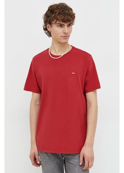 Levi&apos;s t-shirt bawełniany męski kolor czerwony gładki ze sklepu ANSWEAR.com w kategorii T-shirty męskie - zdjęcie 165580814