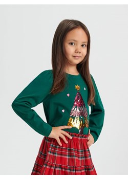 Sinsay - Koszulka z cekinami - zielony ze sklepu Sinsay w kategorii Bluzki dziewczęce - zdjęcie 165589994