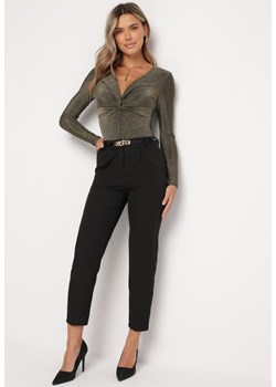 Czarne Spodnie Garniturowe z Regularnym Stanem Ilysath ze sklepu Born2be Odzież w kategorii Spodnie damskie - zdjęcie 165590210