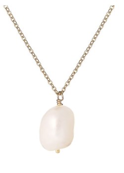 naszyjnik z naturalną perłą srebrny pozłacany ze sklepu ANIA KRUK w kategorii Naszyjniki - zdjęcie 165591732