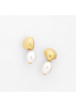 kolczyki wiszące muszelki z perłami, srebrne pozłacane ze sklepu ANIA KRUK w kategorii Kolczyki - zdjęcie 165591973