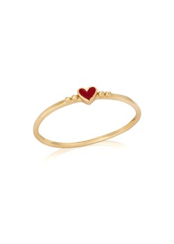 pierścionek z sercem i emalią, srebrny pozłacany ze sklepu ANIA KRUK w kategorii Pierścionki - zdjęcie 165592631